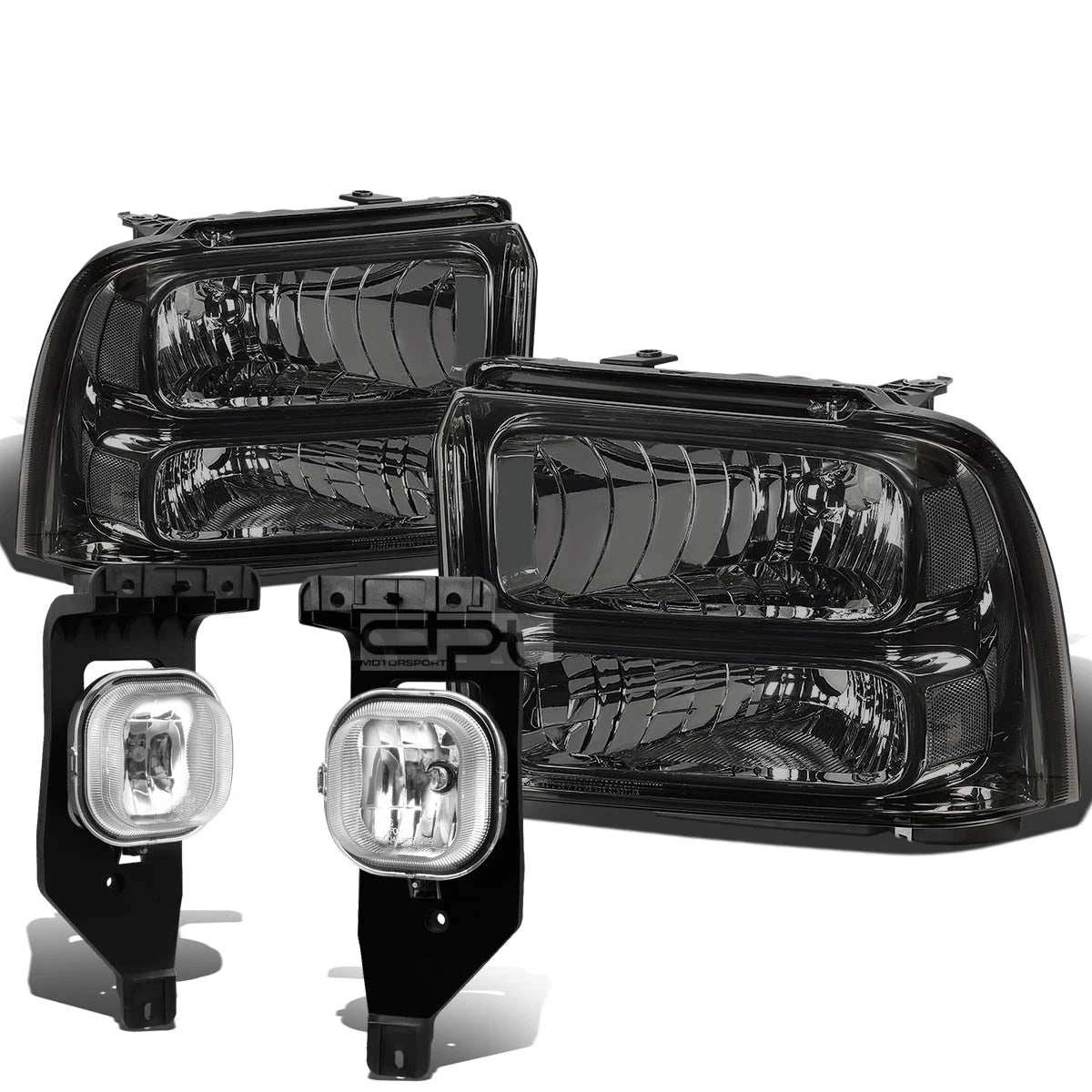 Smoked Clear Headlight + Turn Signal Lamp + Chrome Fog Light for Super Duty (2005–2007)