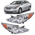 Pair Chrome Headlights for Hyundai Sonata (2011–2014) Clear Lens