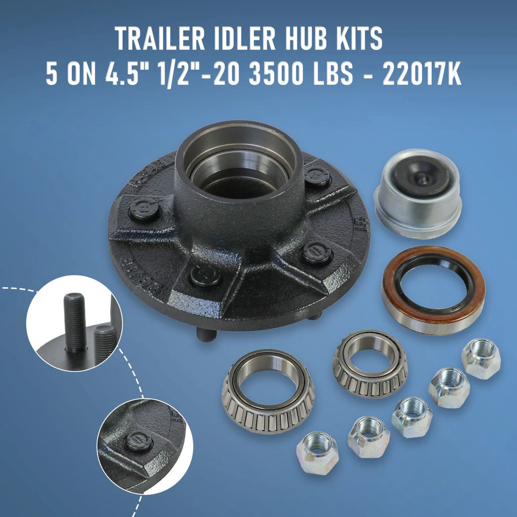 2 Trailer Idler Hub Kits for 3500 lbs Axle (5 on 4.5)