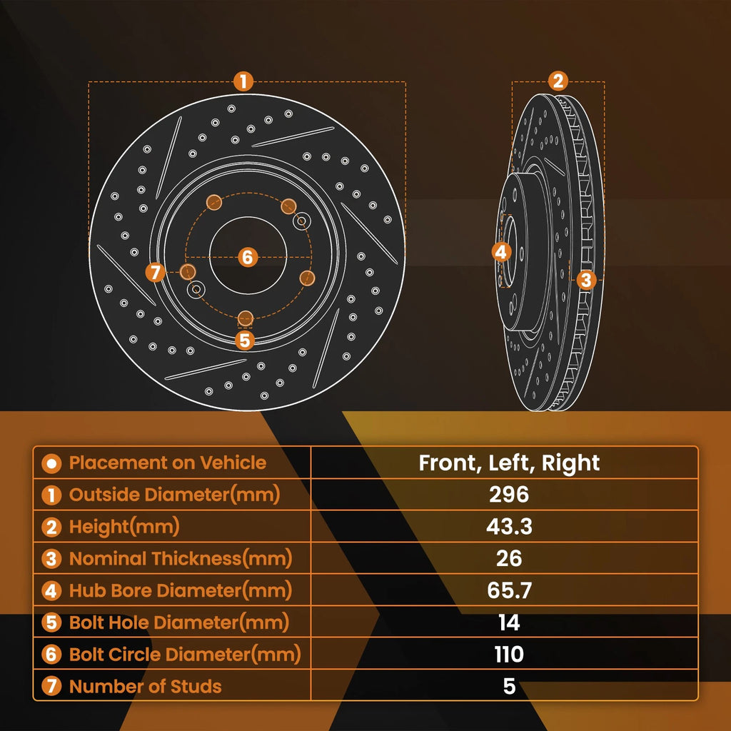 Set of 2 Front Disc Brake Rotors for Chevrolet Cobalt/HHR (2005–2010) S-55093