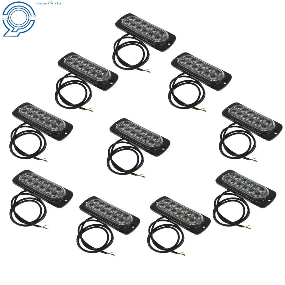 Set of 10 LED Strobe Lights for Emergency Vehicles (12V)