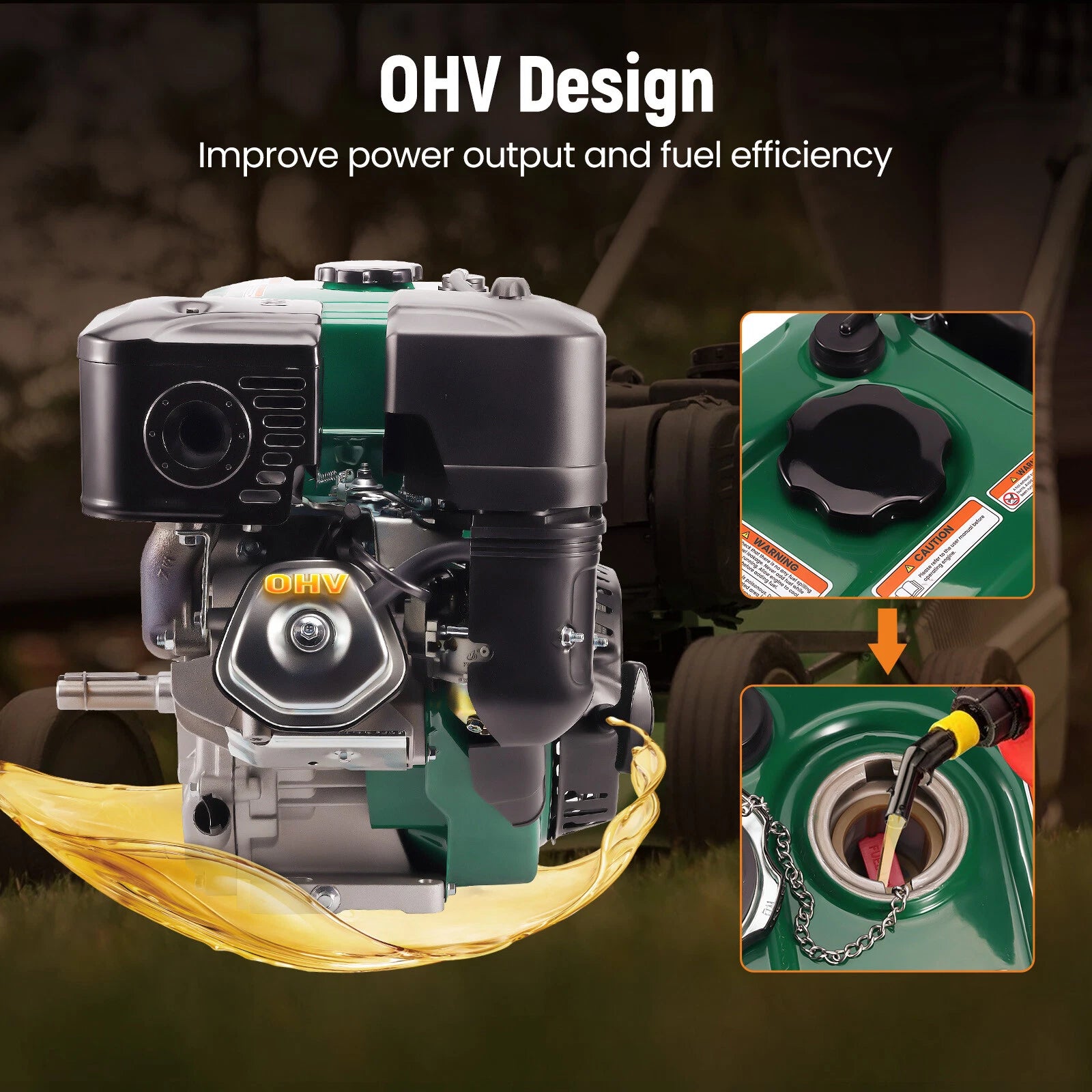 15HP OHV Horizontal Gasoline Engine for Lawn Mowers (Electric Start)