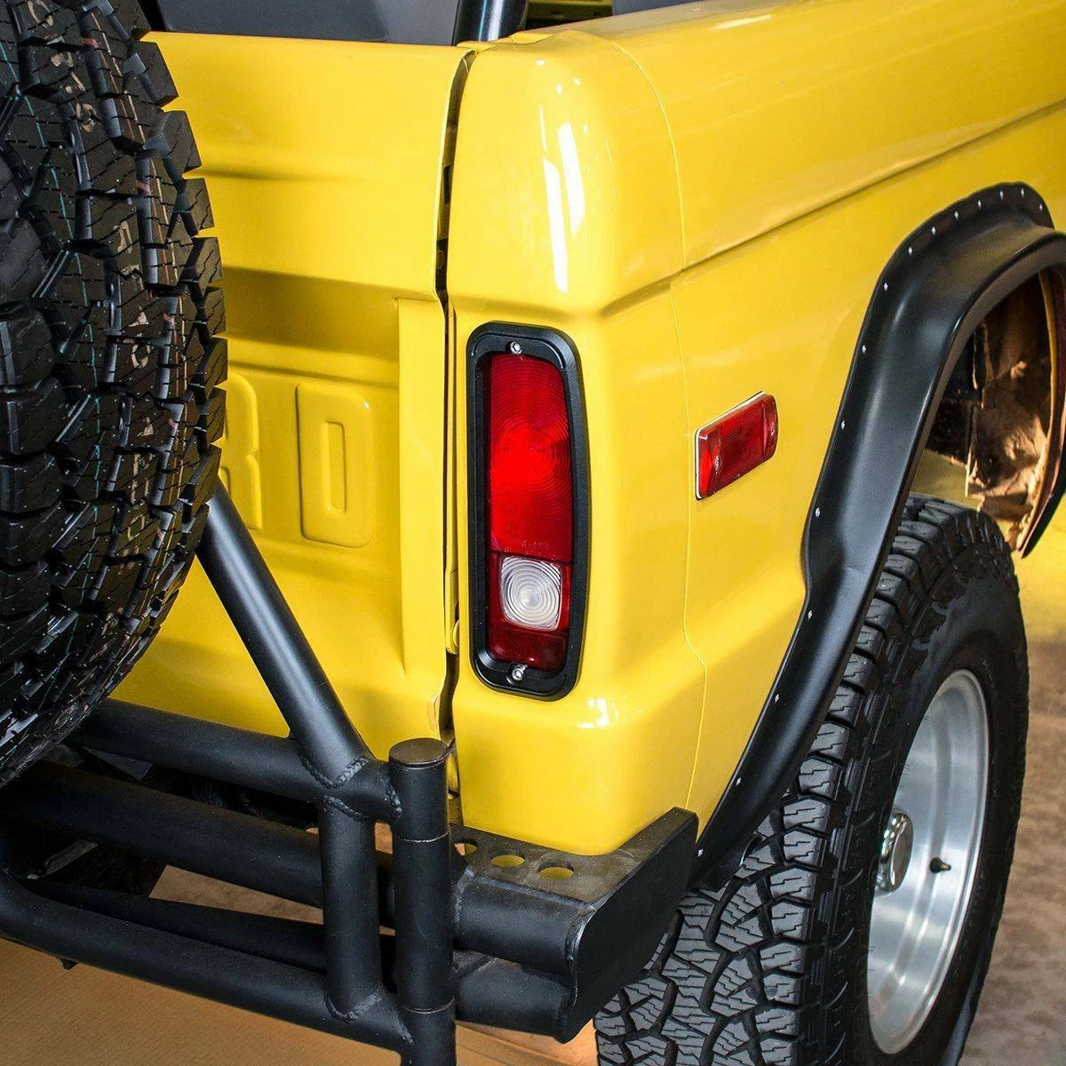 Tail Light Bezels Pair Black Aluminum Replacement for Ford Bronco (1964–1977)