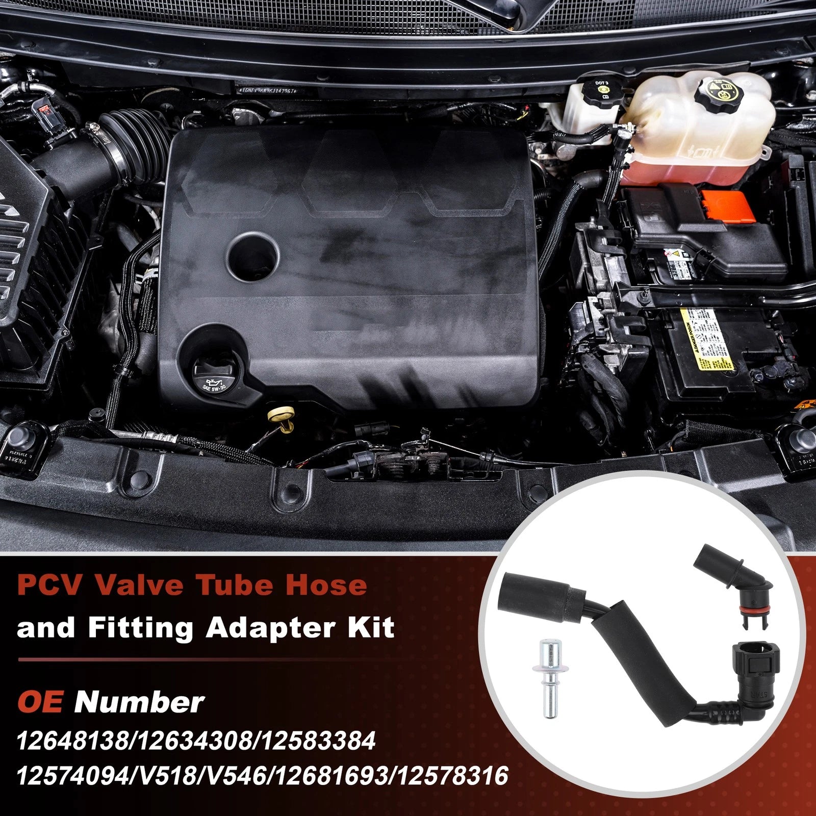 PCV Valve Tube Fitting Kit for Chevy Traverse 3.6L (2012–2017) No. 12648138/12681693