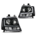 Clear Black LED DRL Headlights for Chevy Avalanche Tahoe Suburban (2007–2014)
