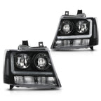 Clear Black LED DRL Headlights for Chevy Avalanche Tahoe Suburban (2007–2014)