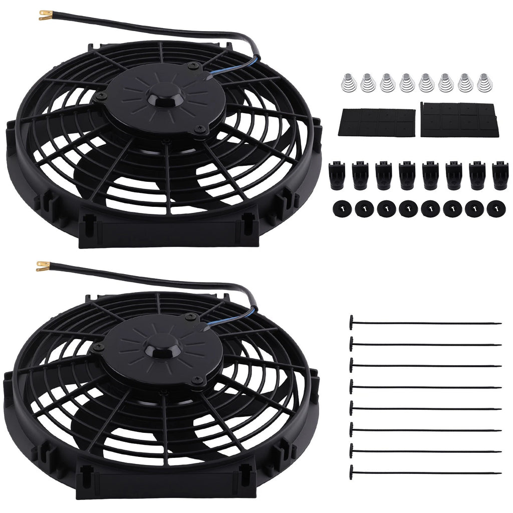2X 10" Slim Electric Fan Kit for Radiator Cooling (12V)
