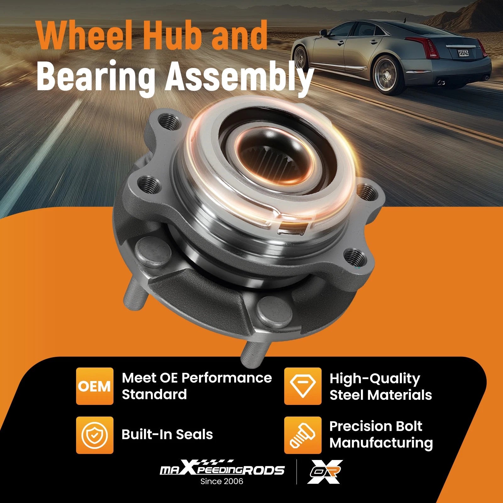 Set of 2 Front Wheel Hub Bearings for Nissan Maxima Quest (2009–2017)