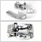 LED DRL Bumper Headlights for Ford F150/F250/F350 (1992–1996) Chrome Clear