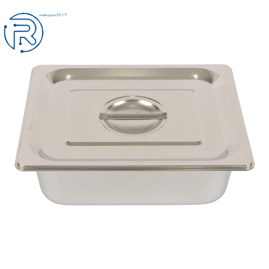 Set of 8 Stainless Steel Hotel Pans 1/2 Size 4" Deep with Lids
