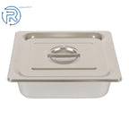 Set of 8 Stainless Steel Hotel Pans 1/2 Size 4" Deep with Lids