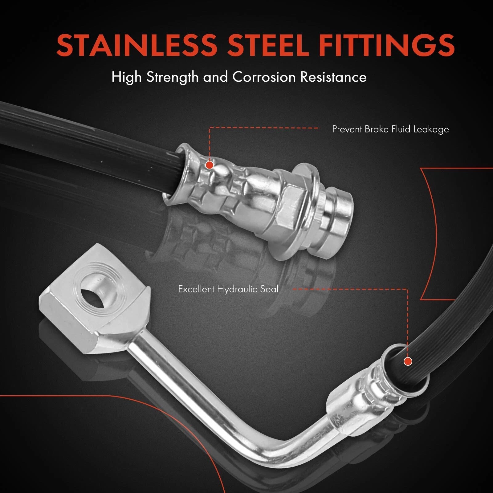 2X Rear Brake Hydraulic Hose for Chevrolet Corvette (2014–2019)