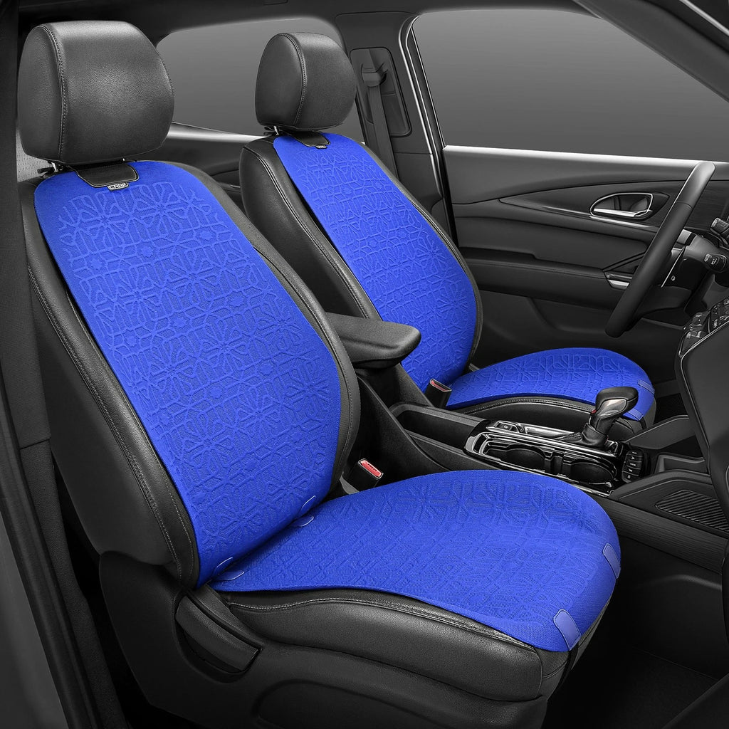 Set of 2 Front Row Seat Covers for Universal Fit Car Truck Blue