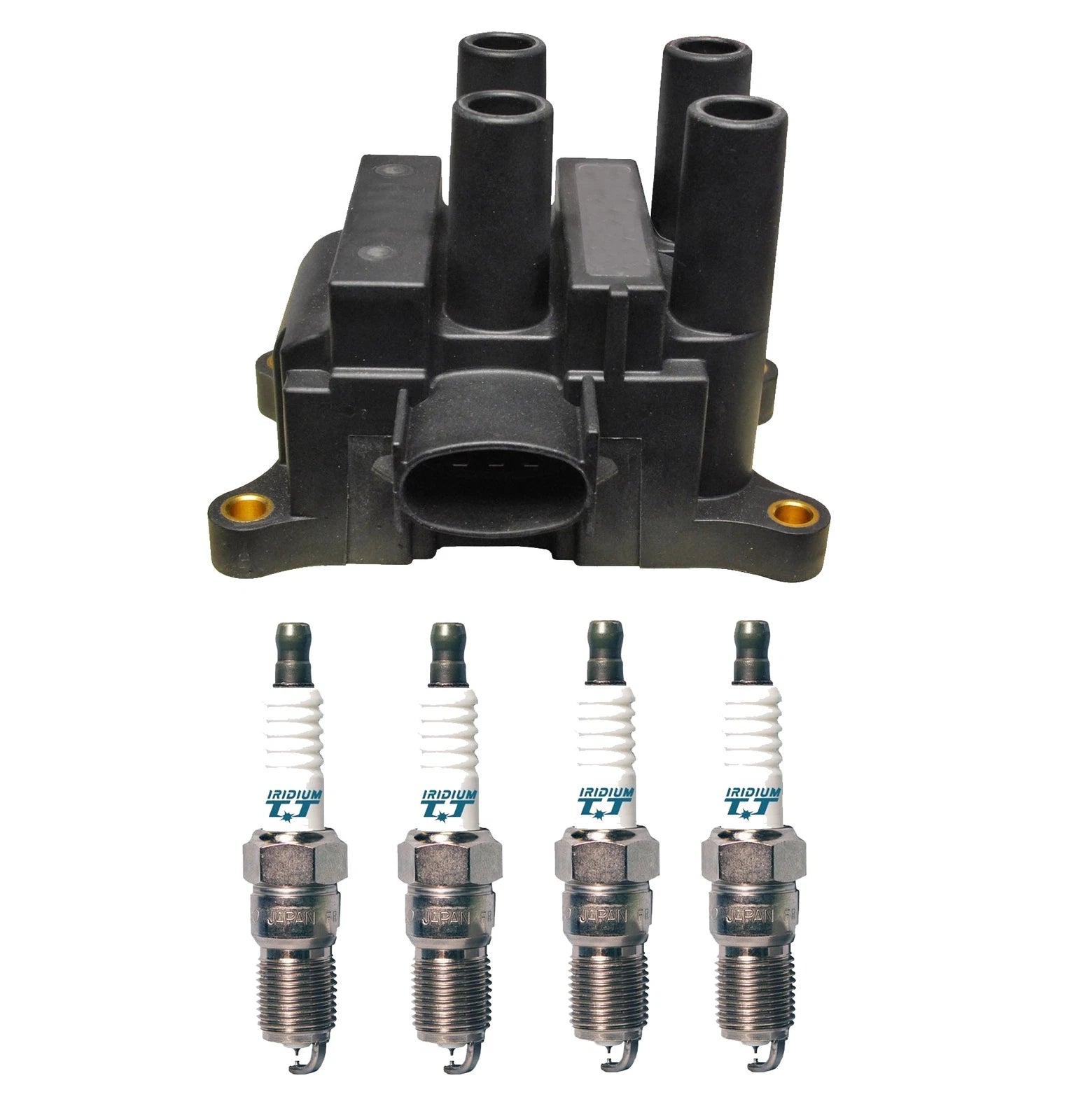 Denso Ignition Coil & 4 Iridium TT Plugs for Ford Focus (2000–2011)