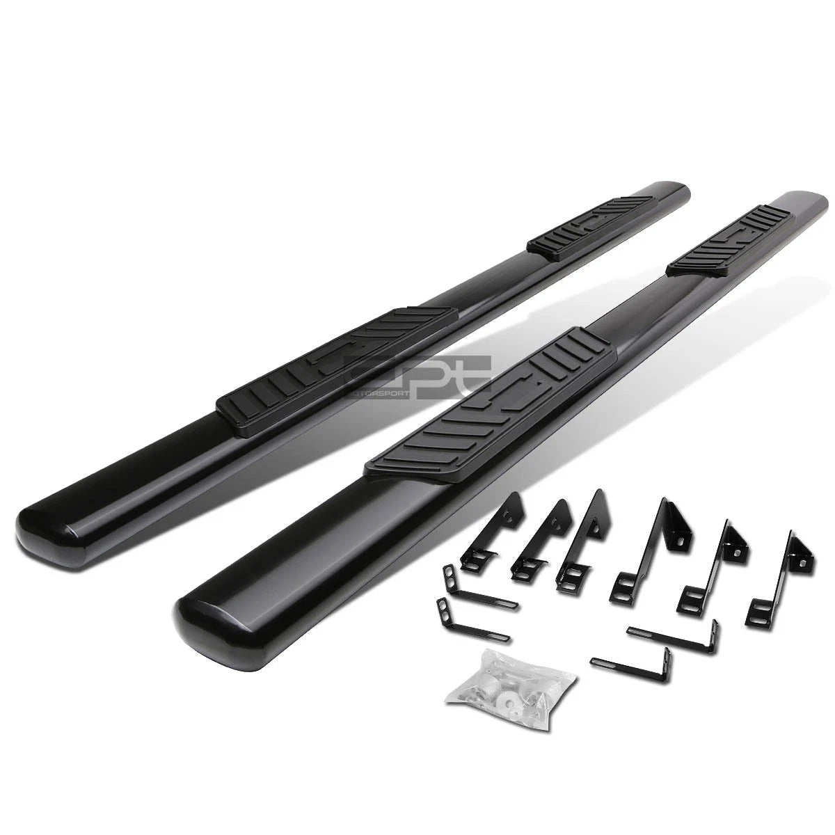Set of 2 Black Oval Side Step Nerf Bars for GMC Sierra Crew Cab (1999–2014)