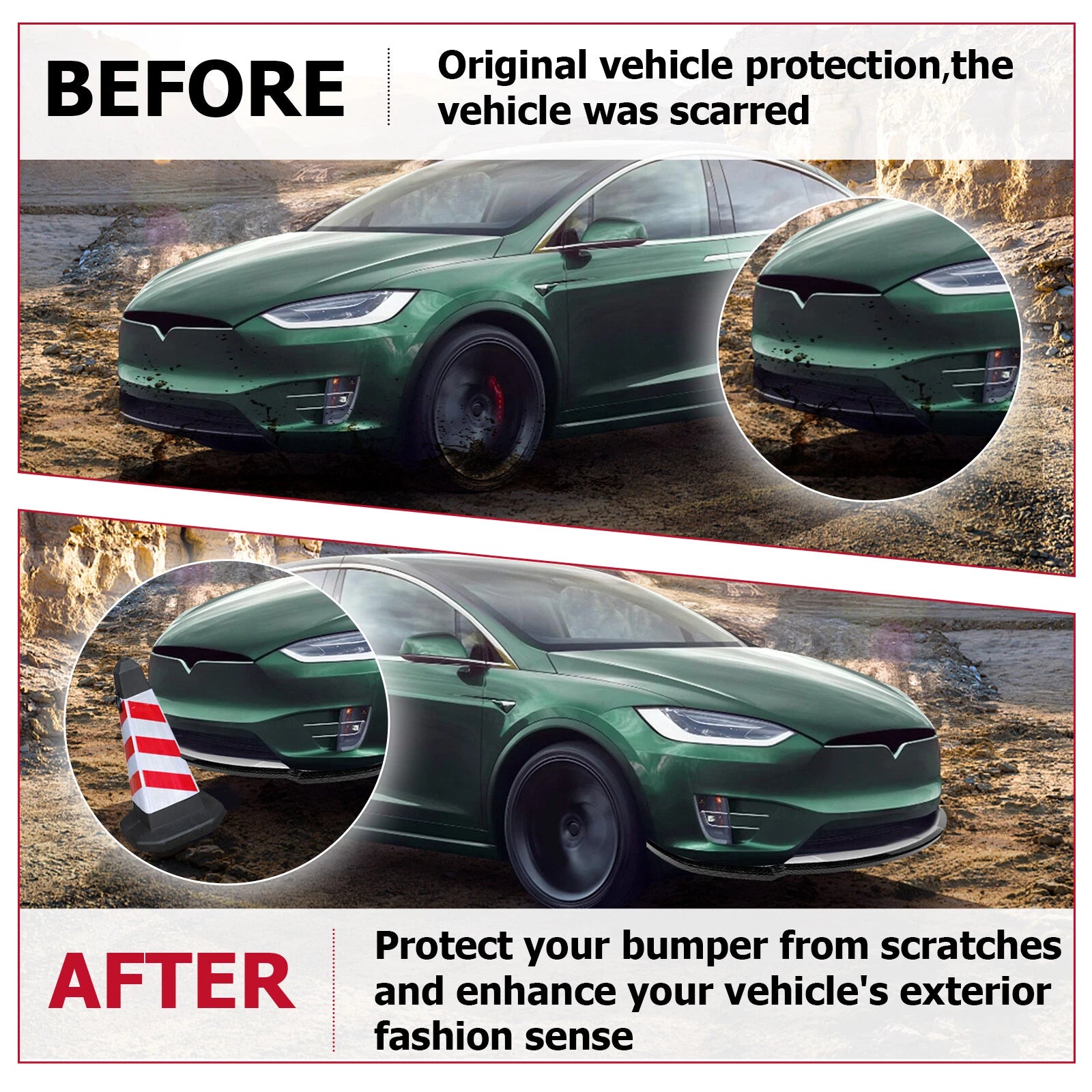 Carbon Fiber Front Bumper Lip Splitter for Tesla Model X (2016–2020)