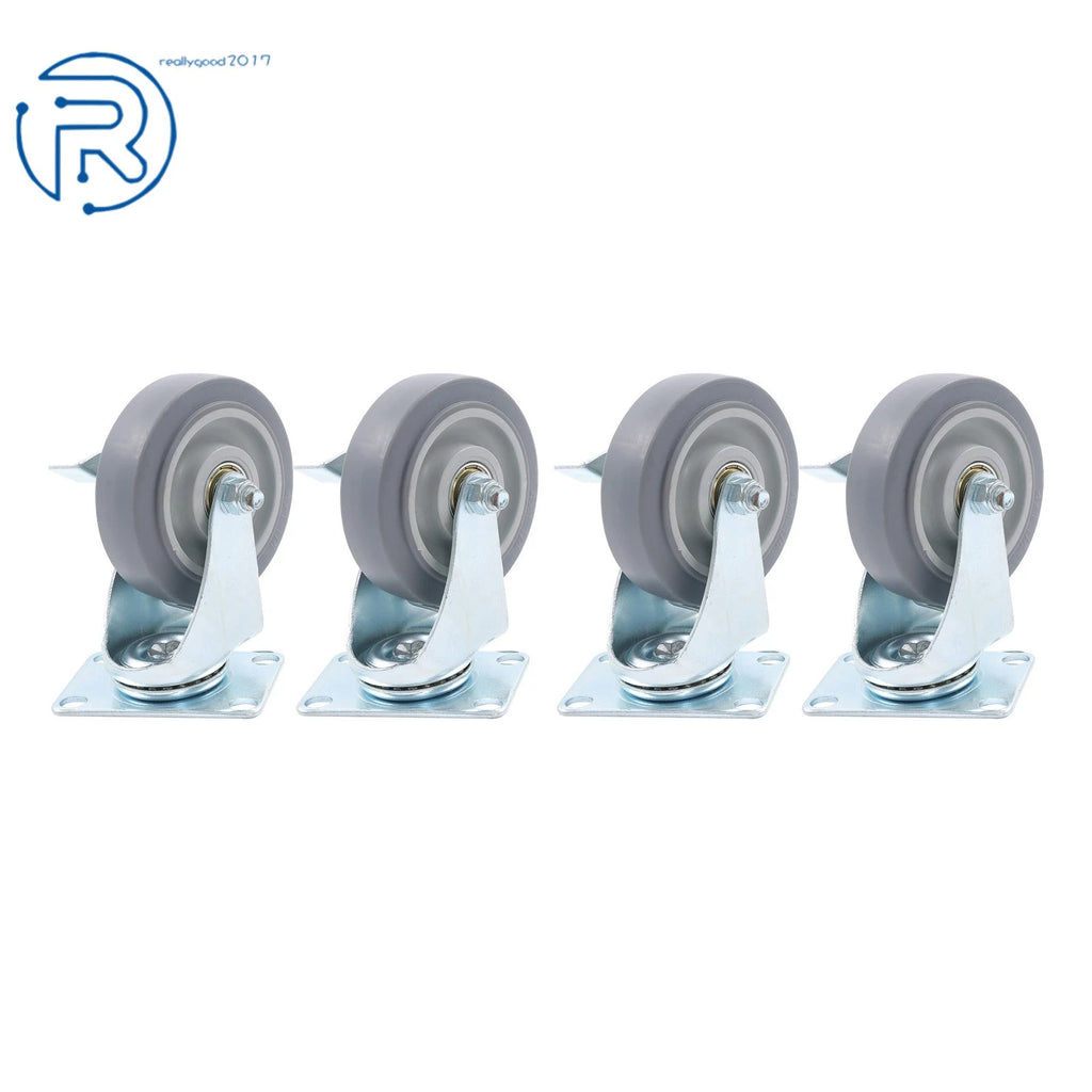 Set of 4 Swivel Casters with Side Brakes for Various Applications
