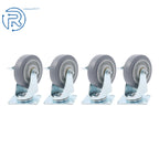 Set of 4 Swivel Casters with Side Brakes for Various Applications