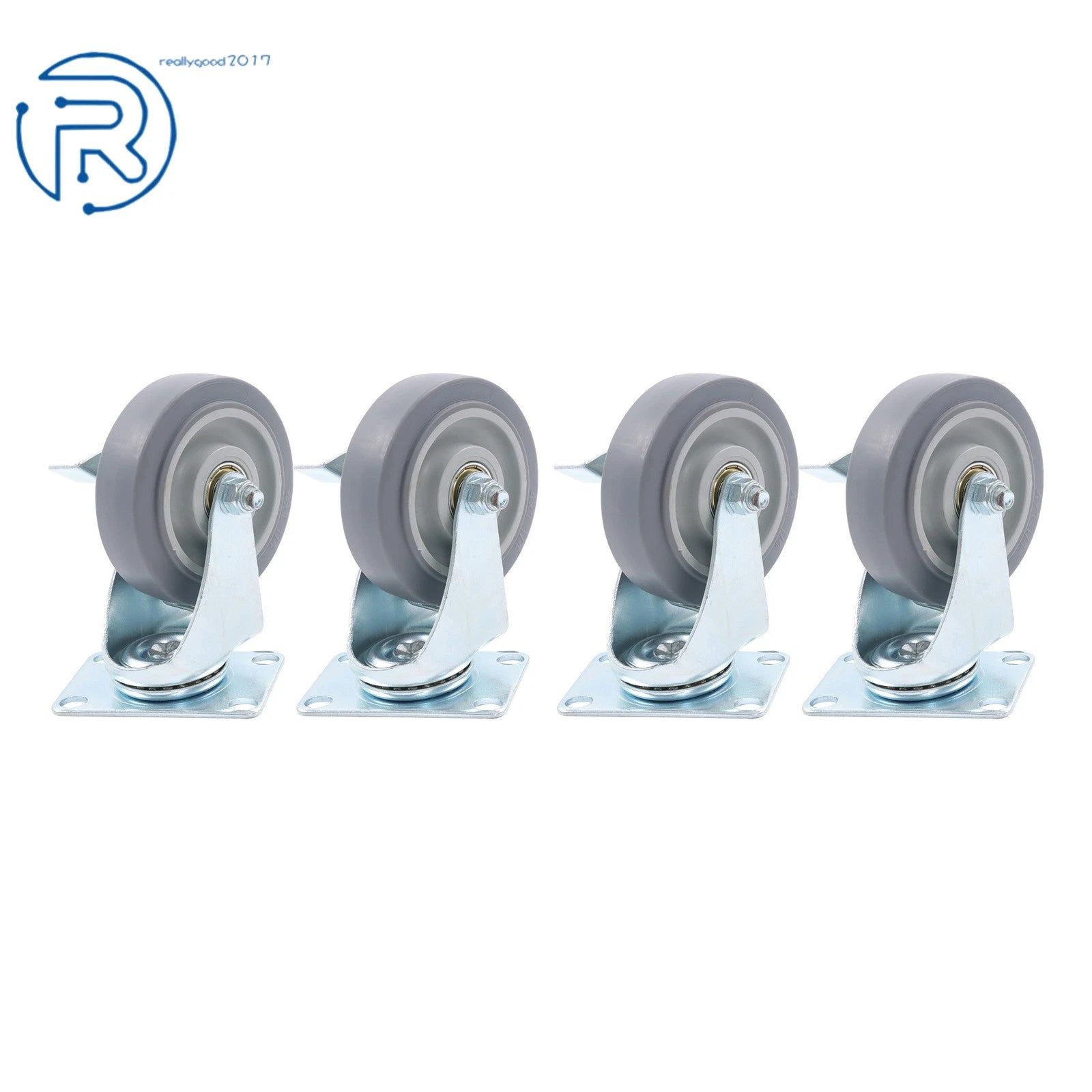 Set of 4 Swivel Casters with Side Brakes for Various Applications