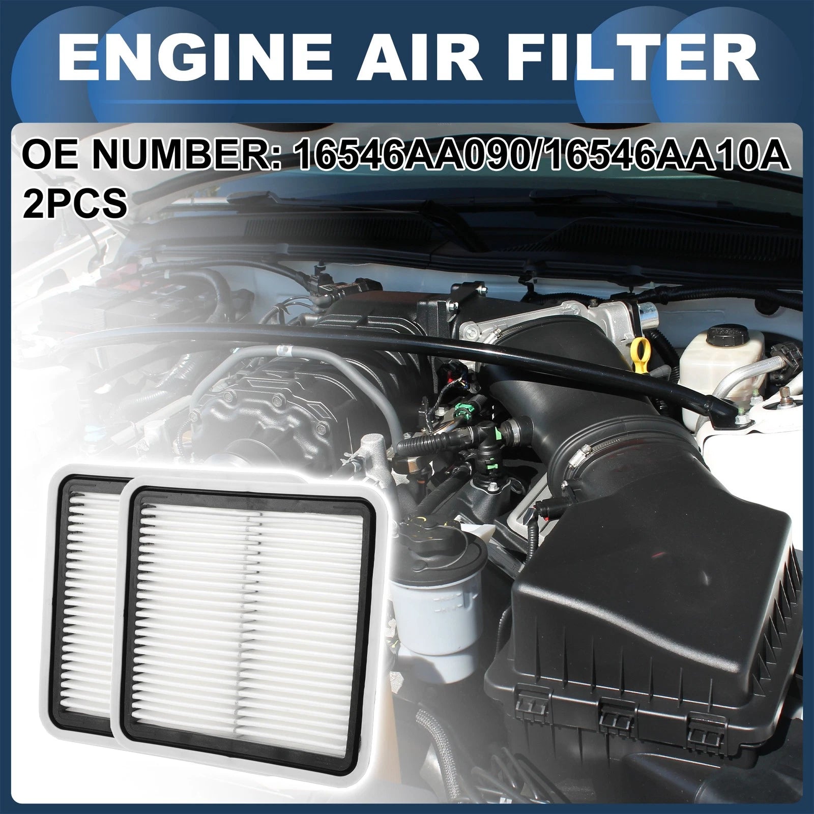 Set of 2 Engine Air Filters No.16546AA090 for Subaru Outback 2.5L (2005–2009)
