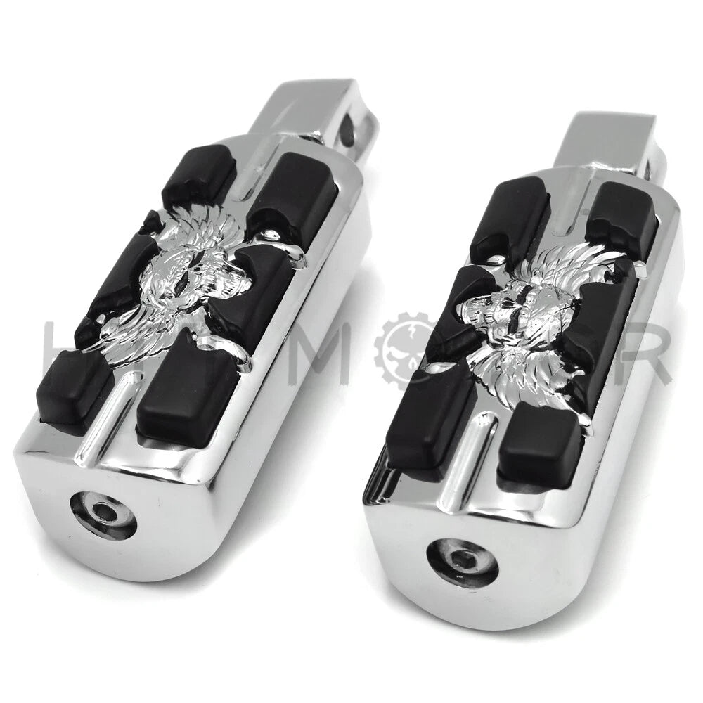 Pirate Skull Footpegs for Kawasaki Vulcan 900 Custom, Yamaha Virago 250 (2006–2023)
