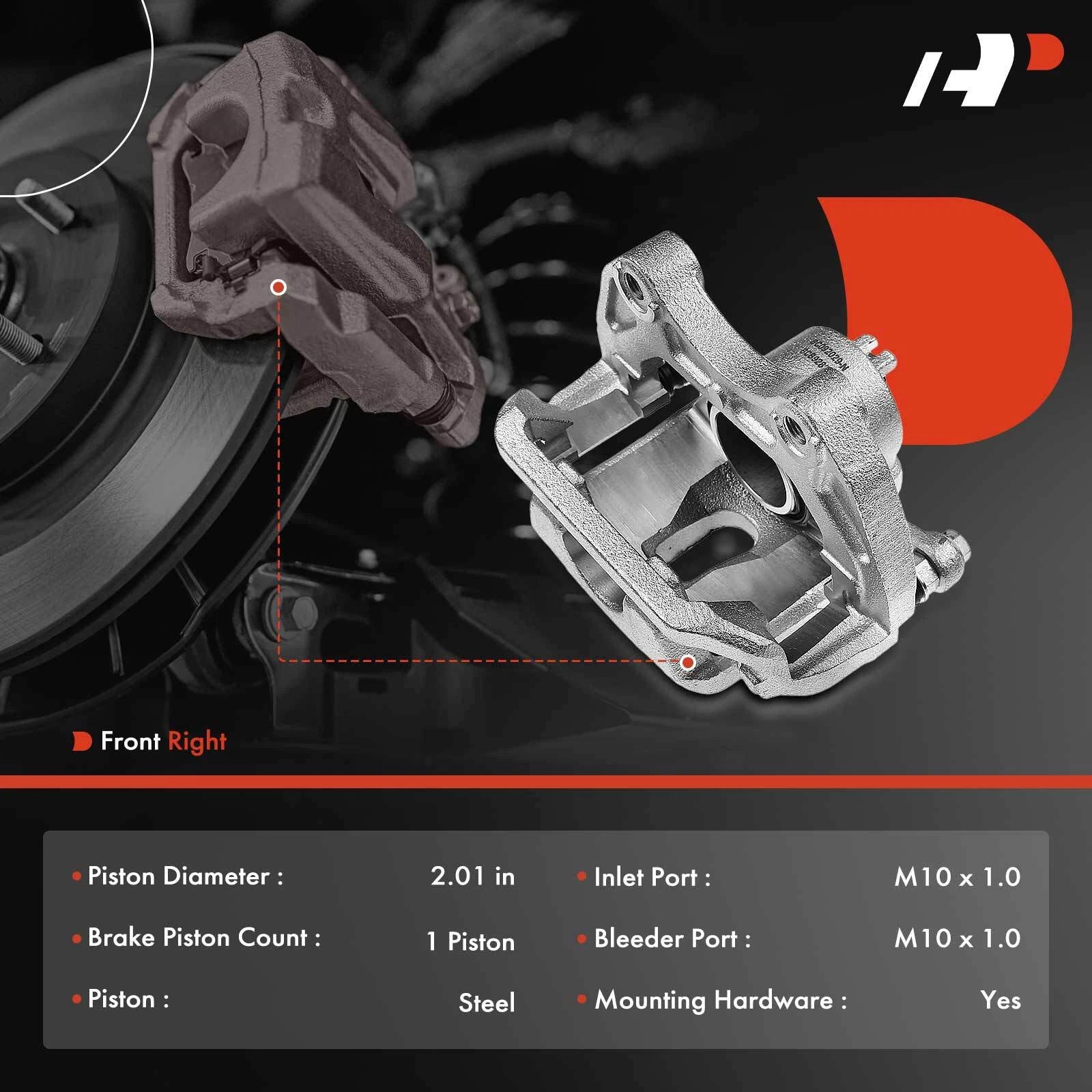 Front Right Disc Brake Caliper w/Bracket for Nissan Maxima (2003-2008)