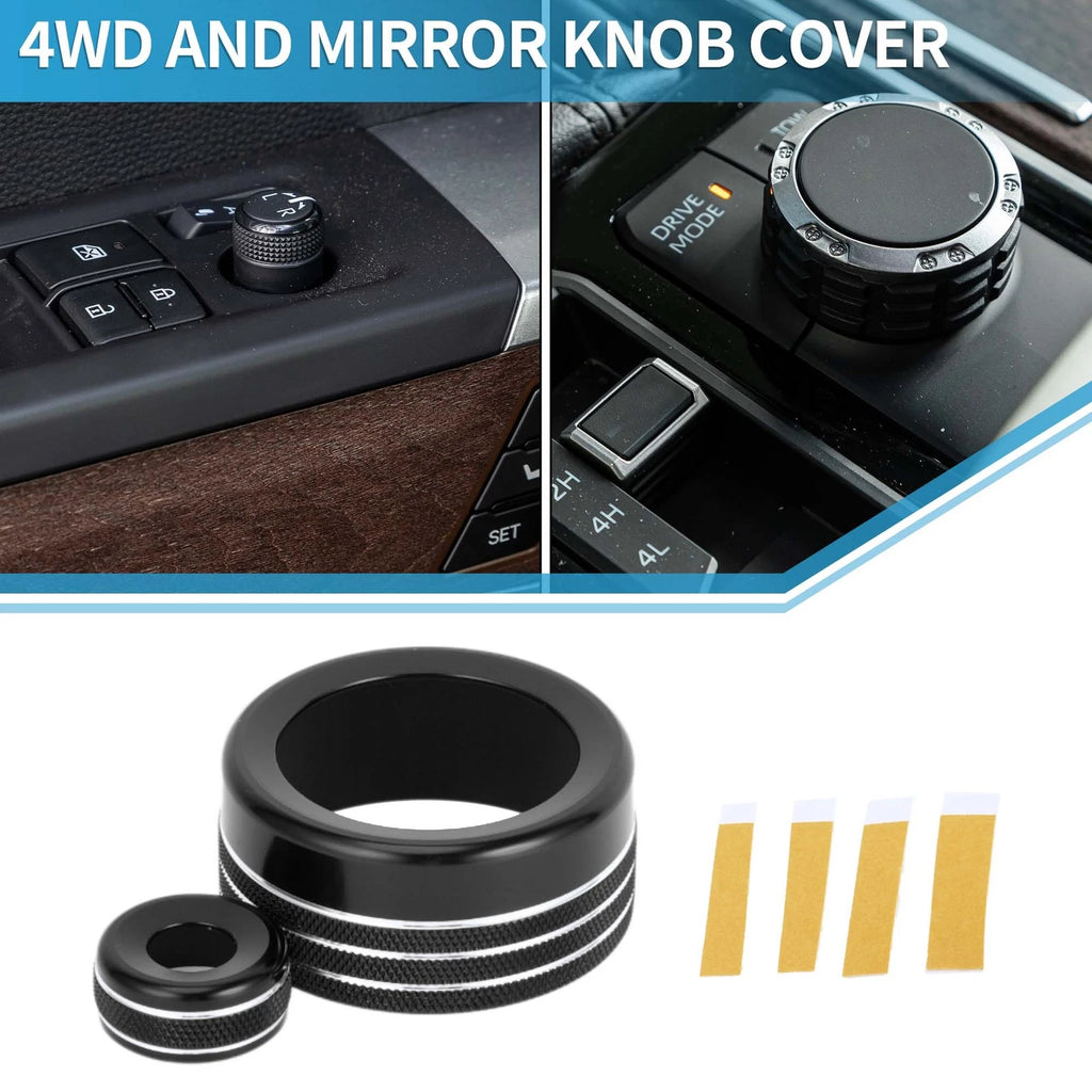 2X Drive Mode 4WD & Mirror Knob Cover for Toyota Tundra (2022–2023) Black