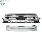 Front Upper Grille Mounting & Trim Molding for Ford Edge (2011-2014) Chrome Black