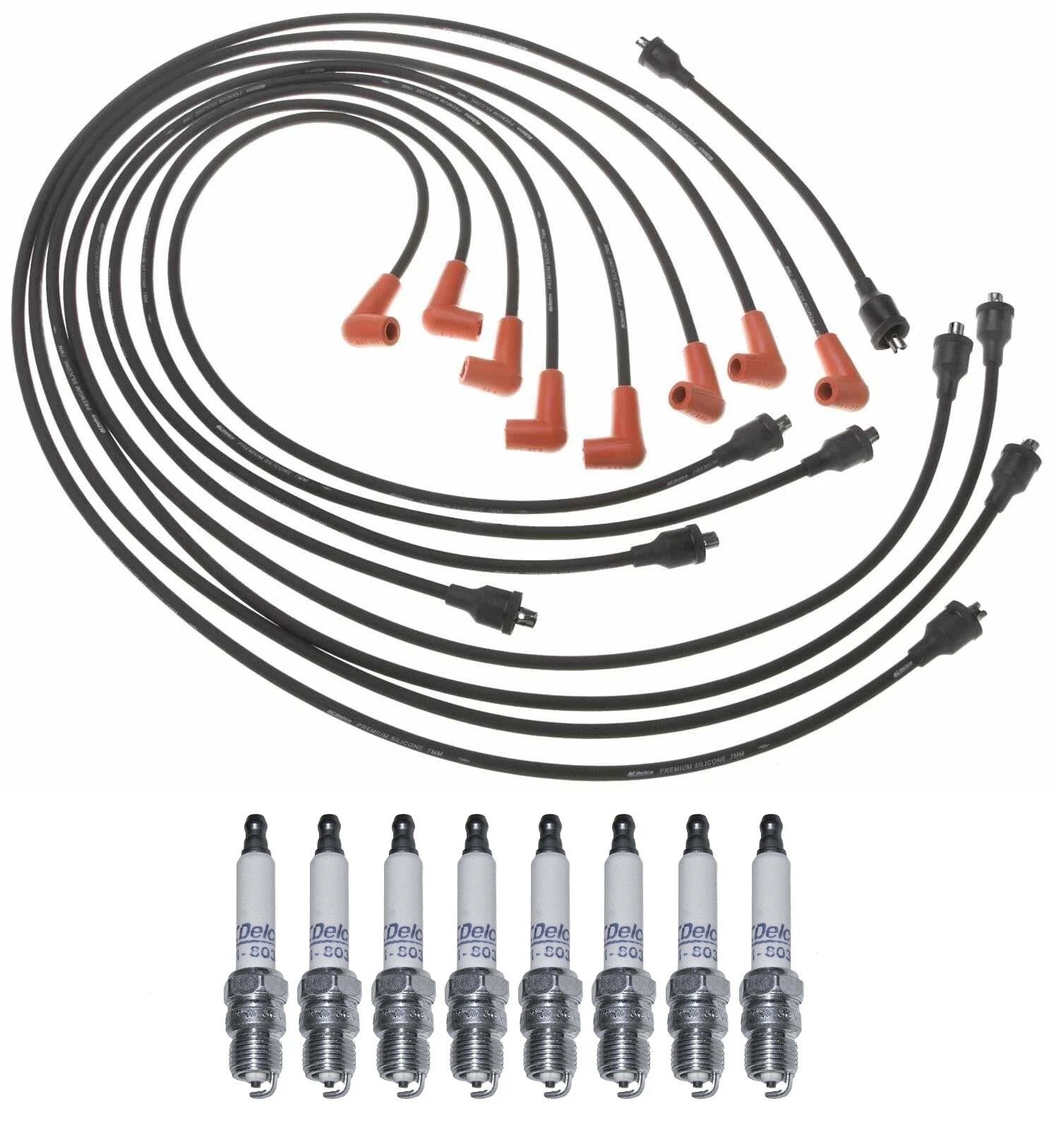 Pro Ignition Wire Set & 8 ACDelco Platinum Spark Plugs for Chevy P30 G10 (1975–1995)