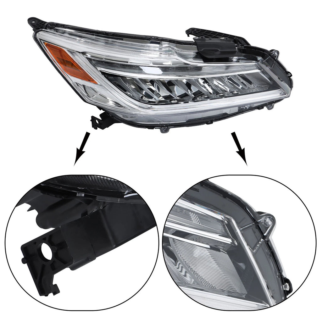 LED Headlight for Honda Accord (2016–2017) Passenger Side Clear Housing