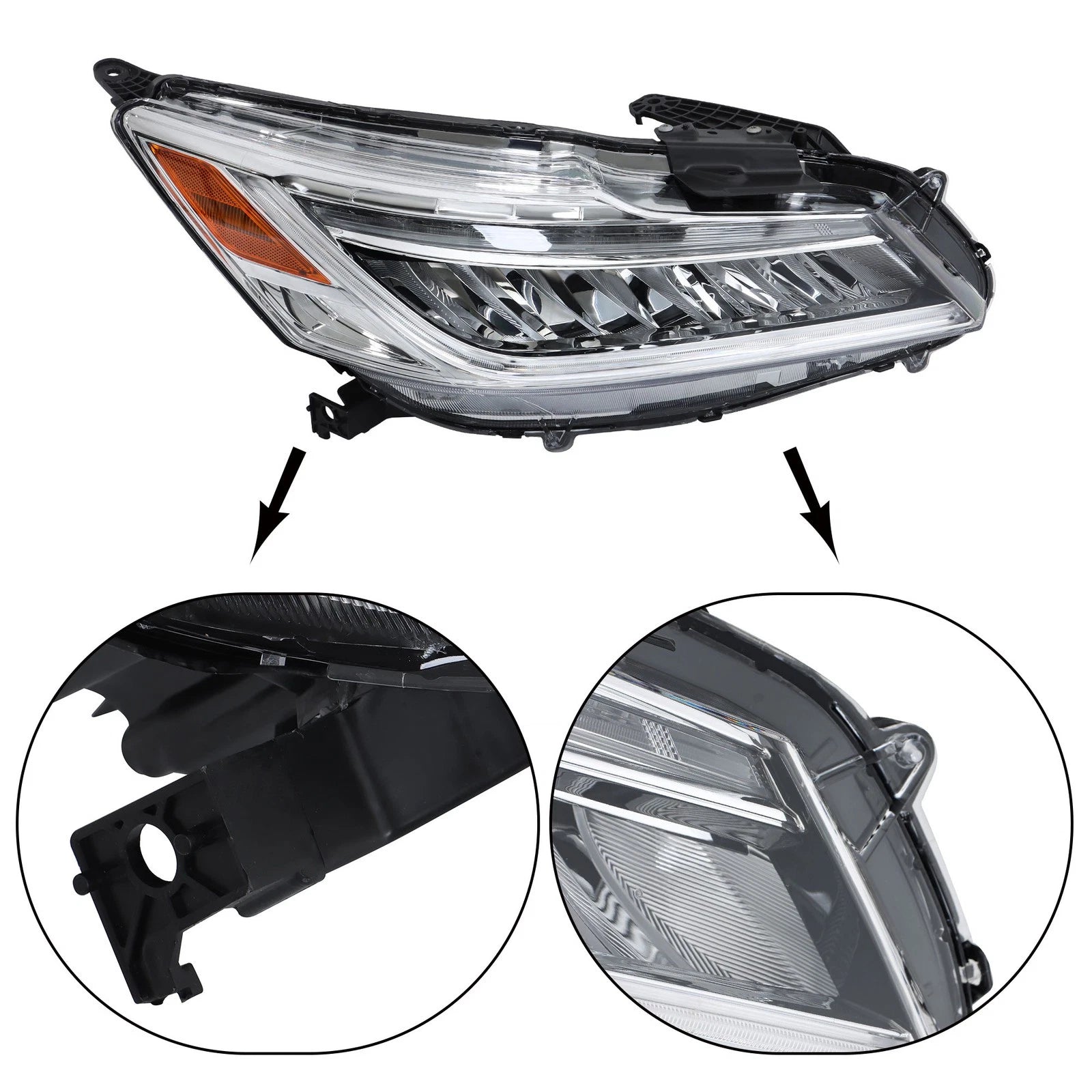 LED Headlight for Honda Accord (2016–2017) Passenger Side Clear Housing