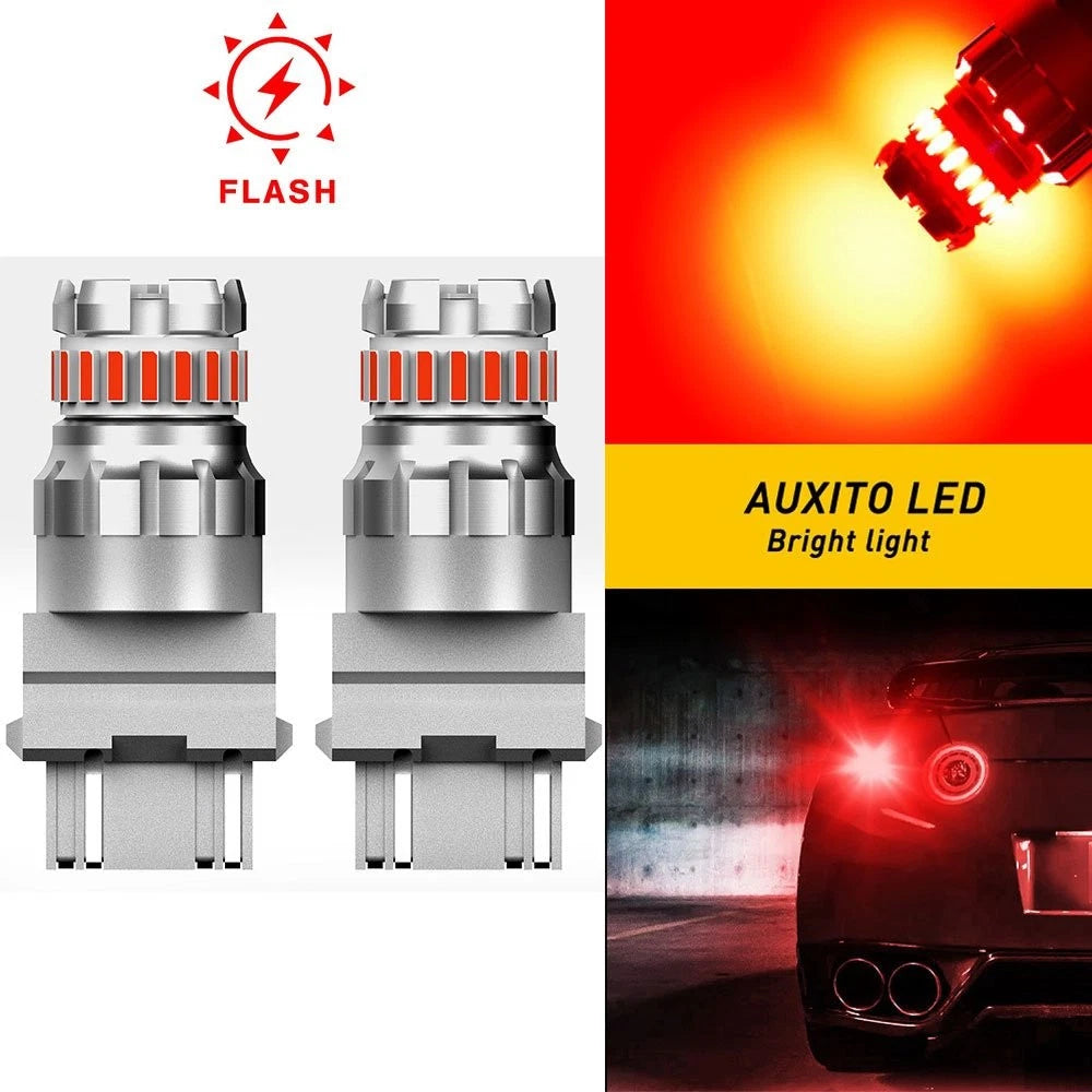 2X Red LED Strobe Brake Tail Light 3057 3157 for Toyota Ford