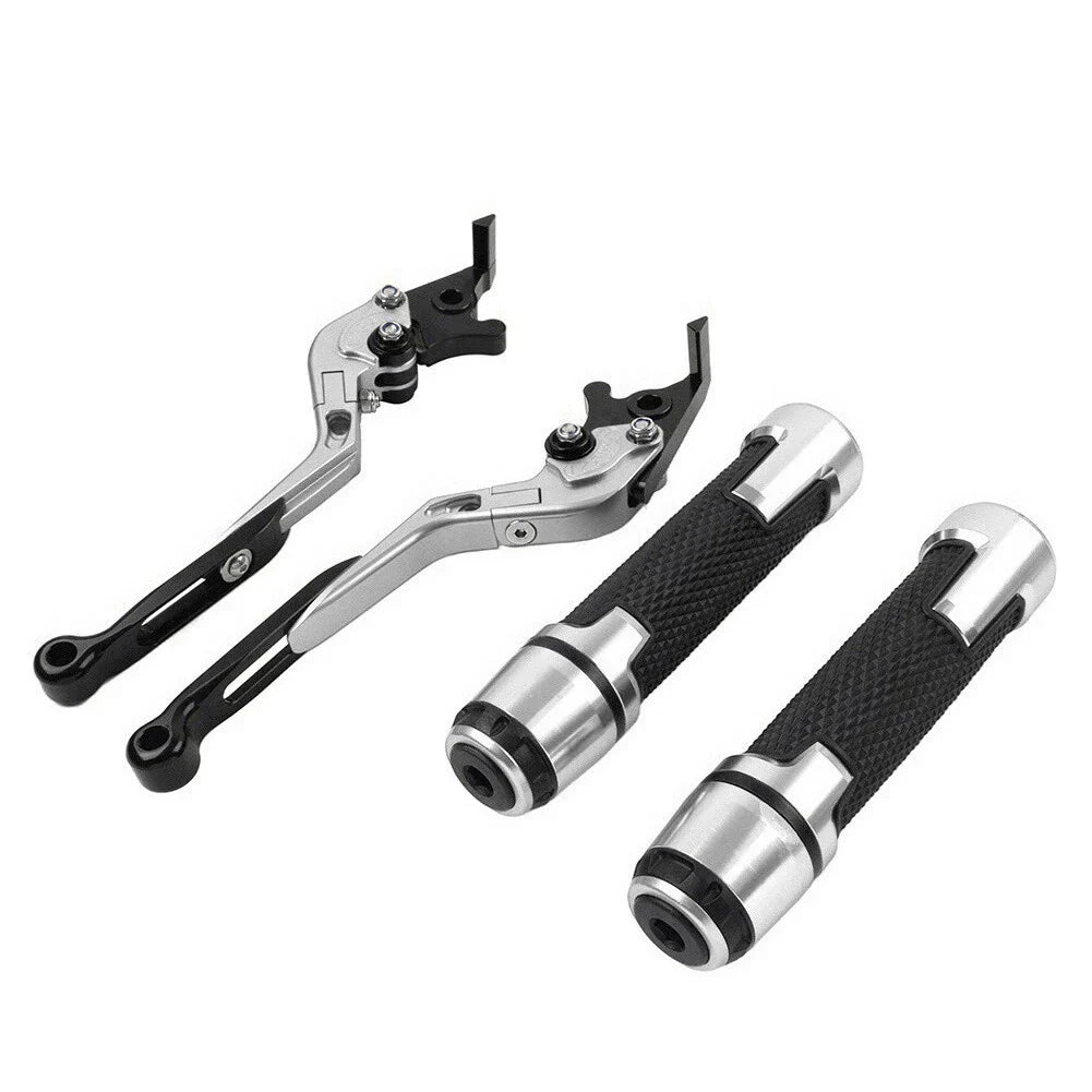 Silver Extendable Brake Clutch Lever Grip Set for Street Twin (2016-2023)