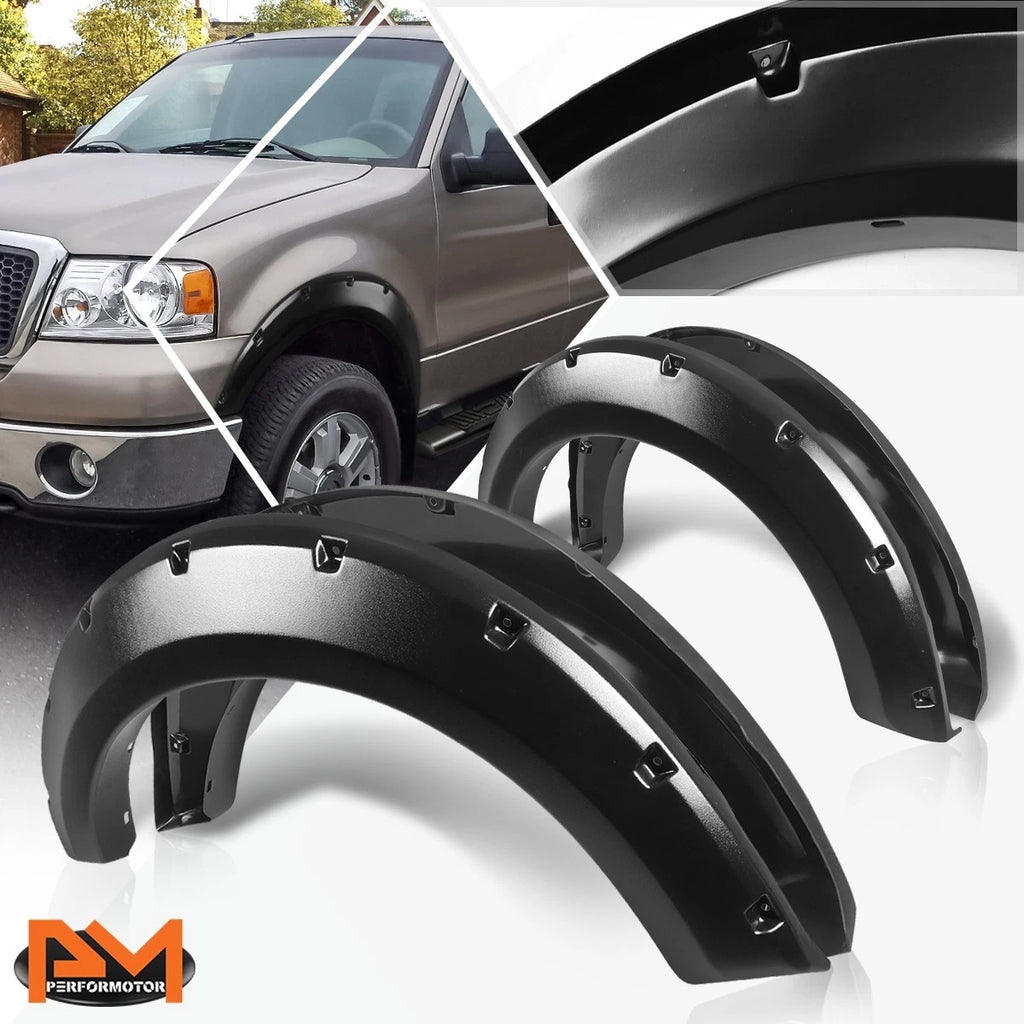 Set of 4 ABS Plastic Pocket-Rivet Wheel Fender Flares for Ford F150 (2004–2008)