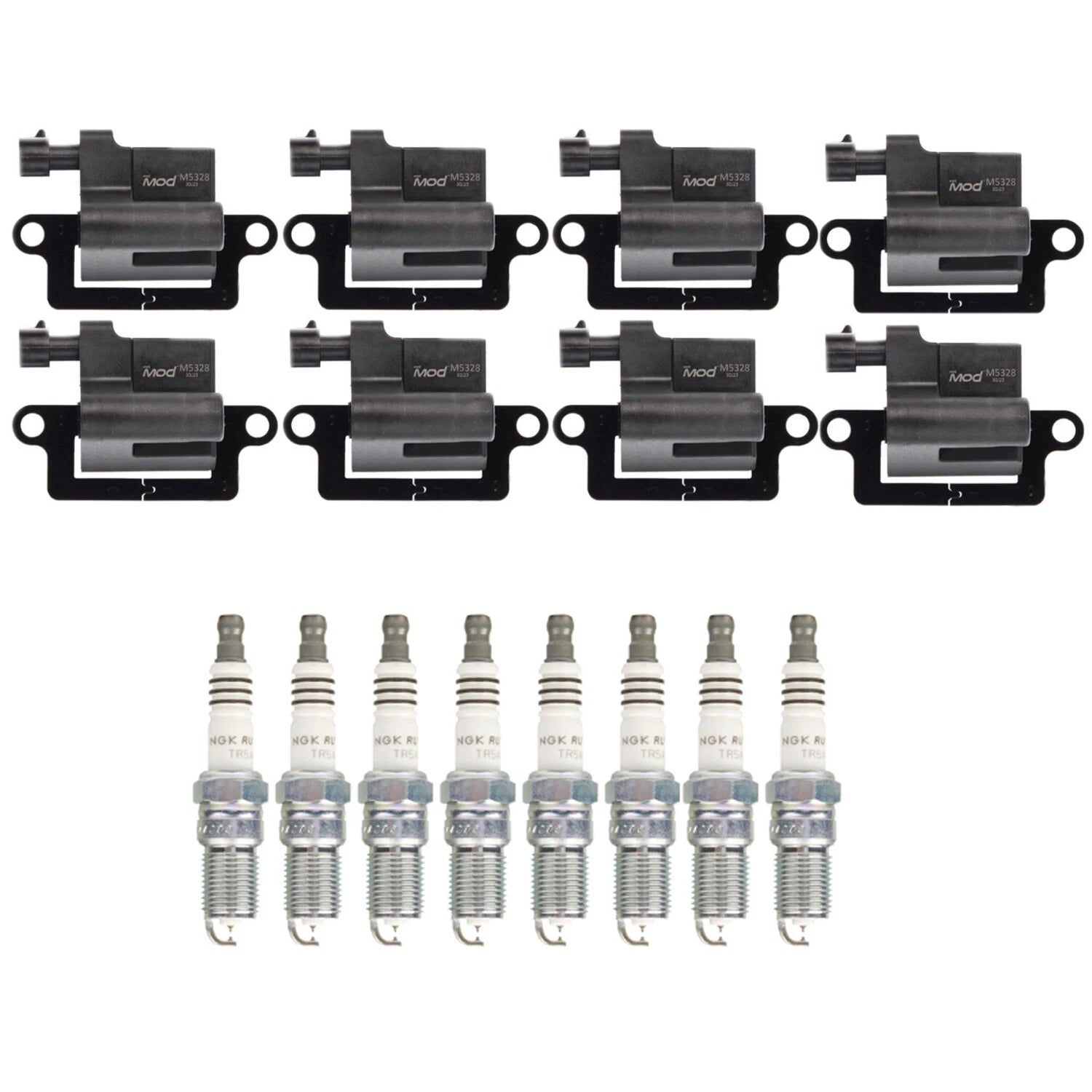 NGK Ignition Coils & Ruthenium HX Spark Plugs Kit for Chevy GMC Hummer V8 (2000–2023)