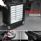 7 Drawer Portable Tool Cabinet with Locking System for Universal Use