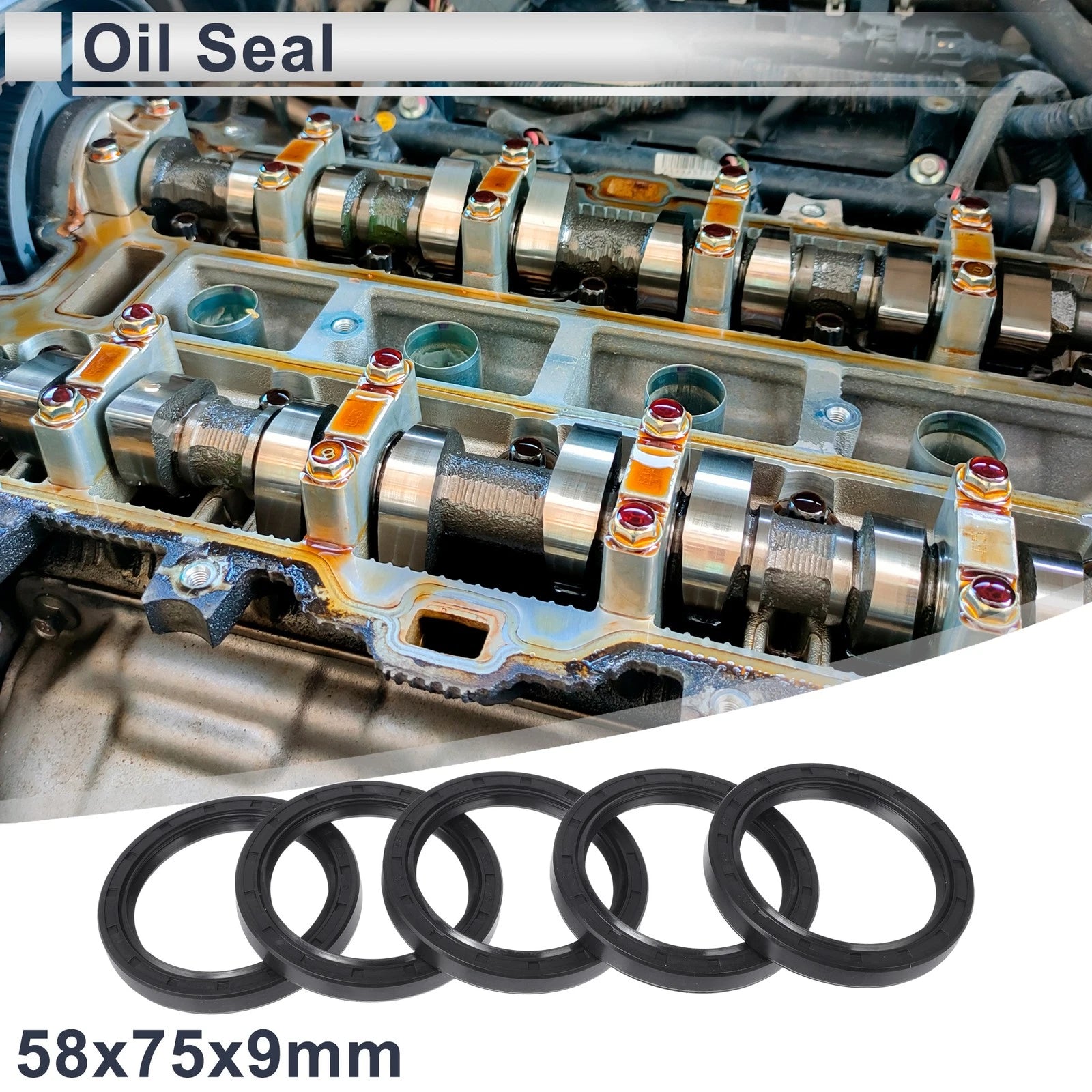 Set of 5 Oil Seal Rotary Shaft Seal NBR Rubber 58x75x9mm