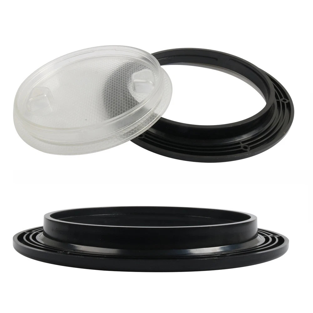 8 Inch Round Marine Deck Hatch Cover for Standard Openings (Black ABS)