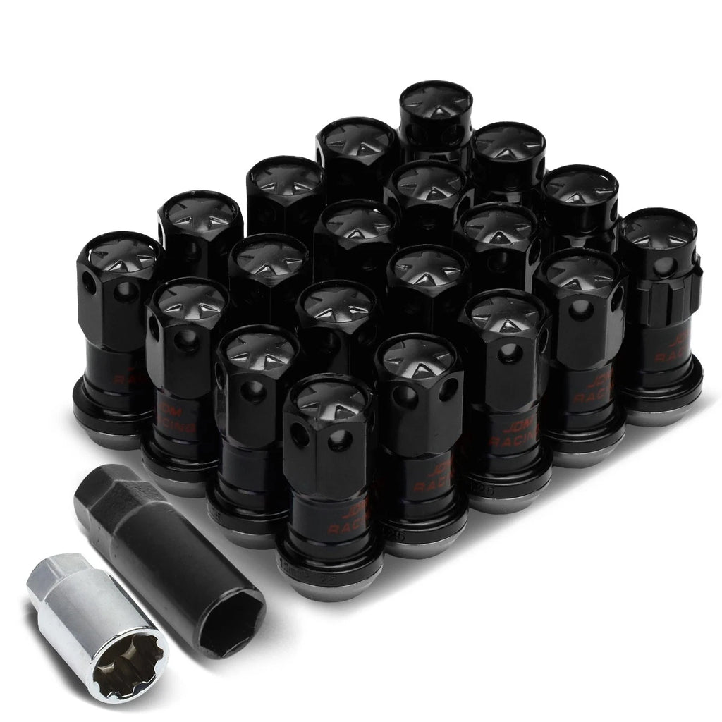 20Pcs Black Aluminum M12x1.25 Close-End Rim Lug & Lock Nuts for
