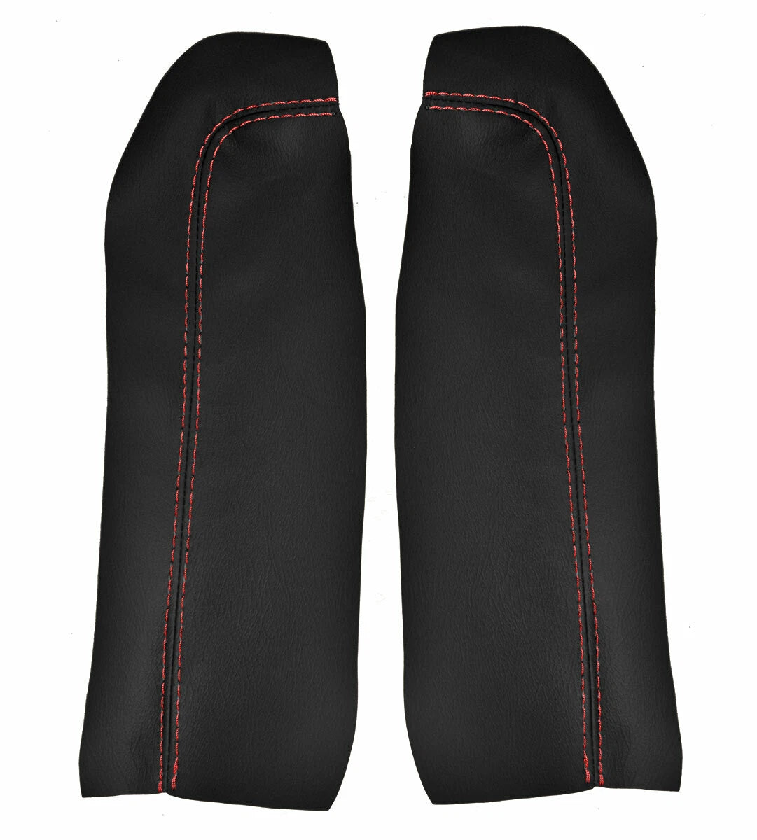 2PC Leather Armrest Door Panel Cover for Nissan 350Z Coupe (2006–2008) Red Stitch