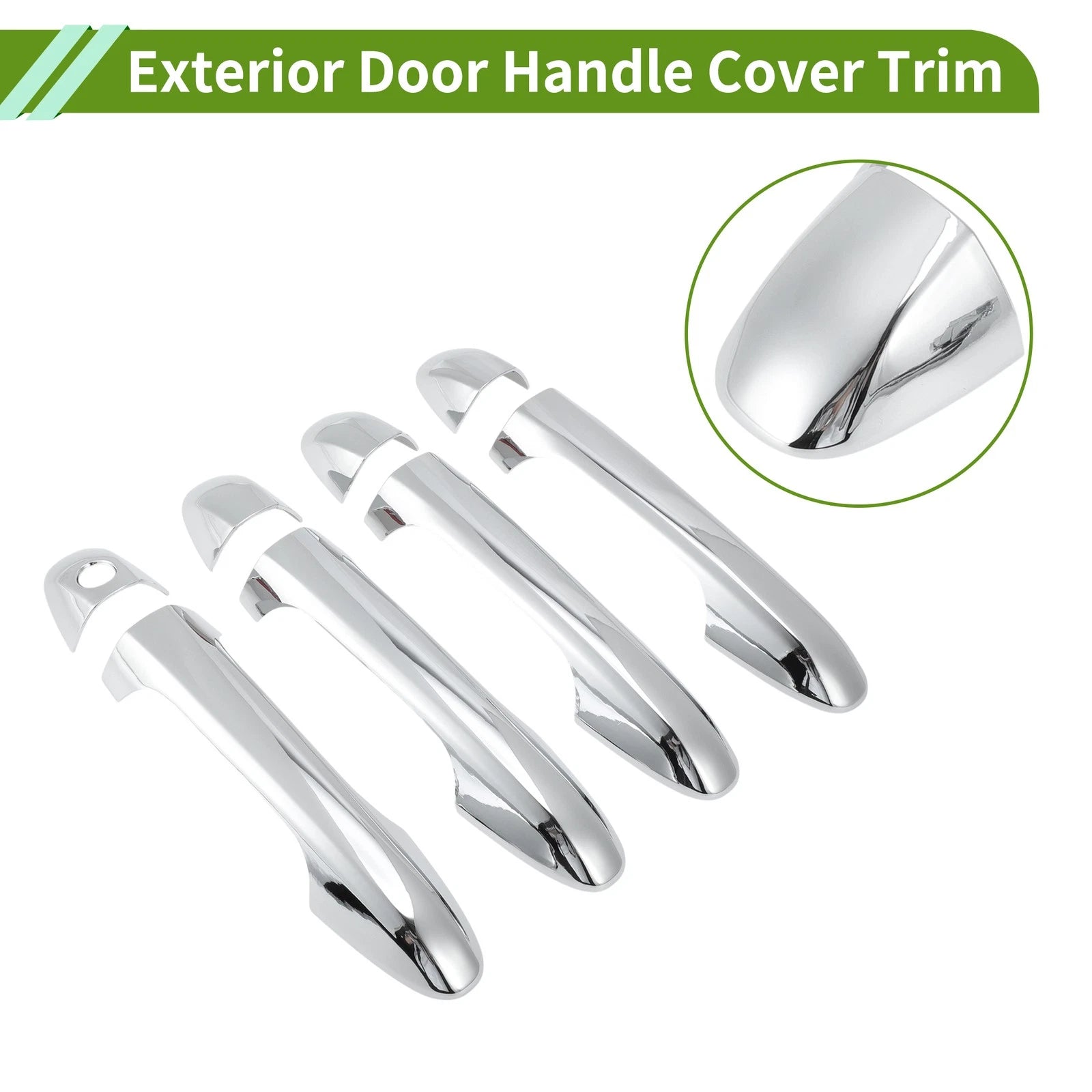 Exterior Door Handle Cover Trim for Toyota Highlander (2015–2019) Silver Tone