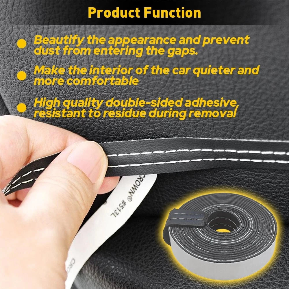 Set of 2 PU Leather Dashboard Door Trim Strips for Car