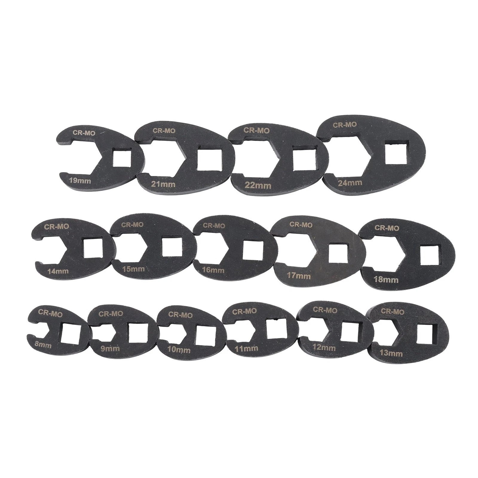 15-Piece Crowfoot Flare Nut Wrench Set for Metric Nuts (8–24 mm)