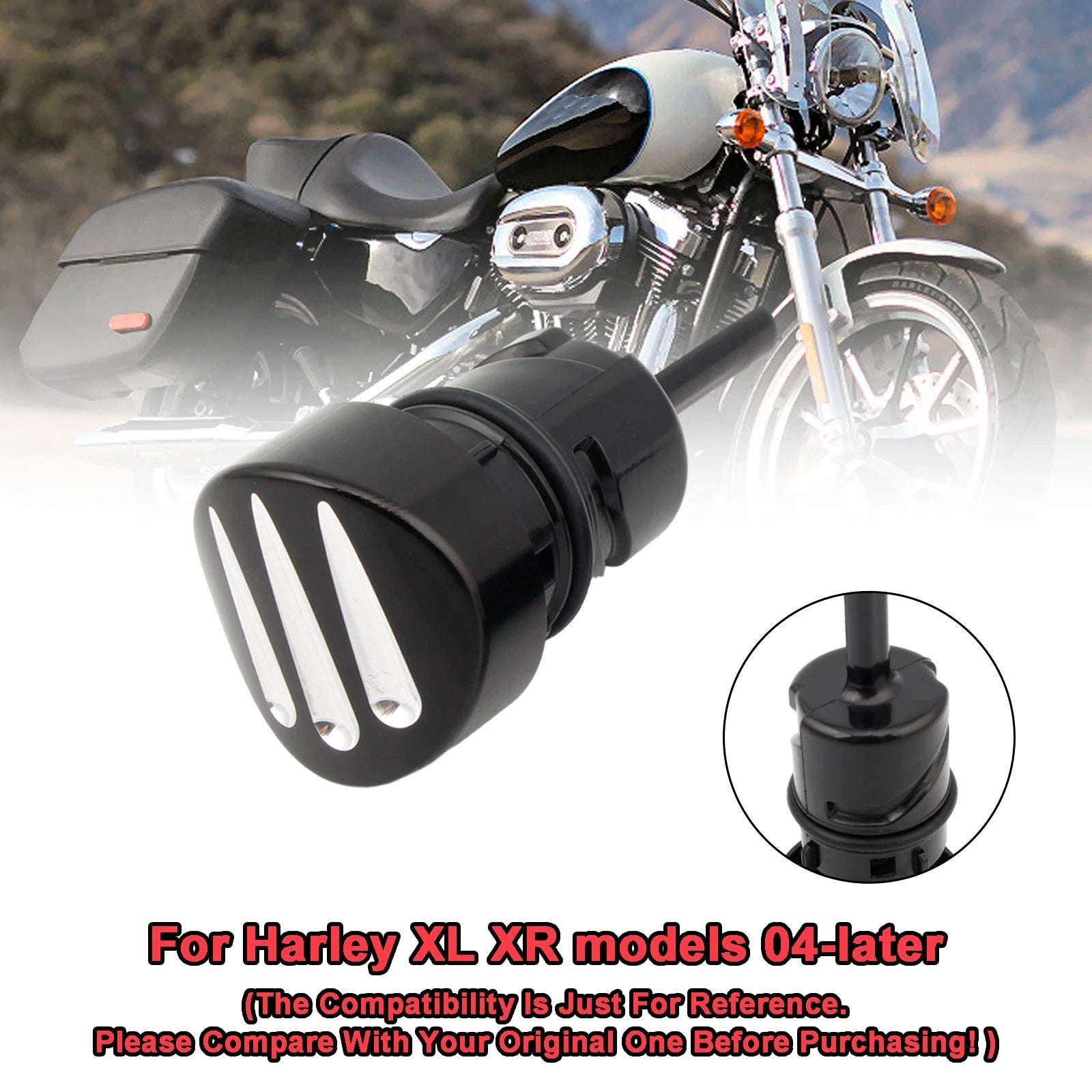 Oil Dipstick Tank Cap Plug for Sportster XL883 XL1200 (2004–2016) Black