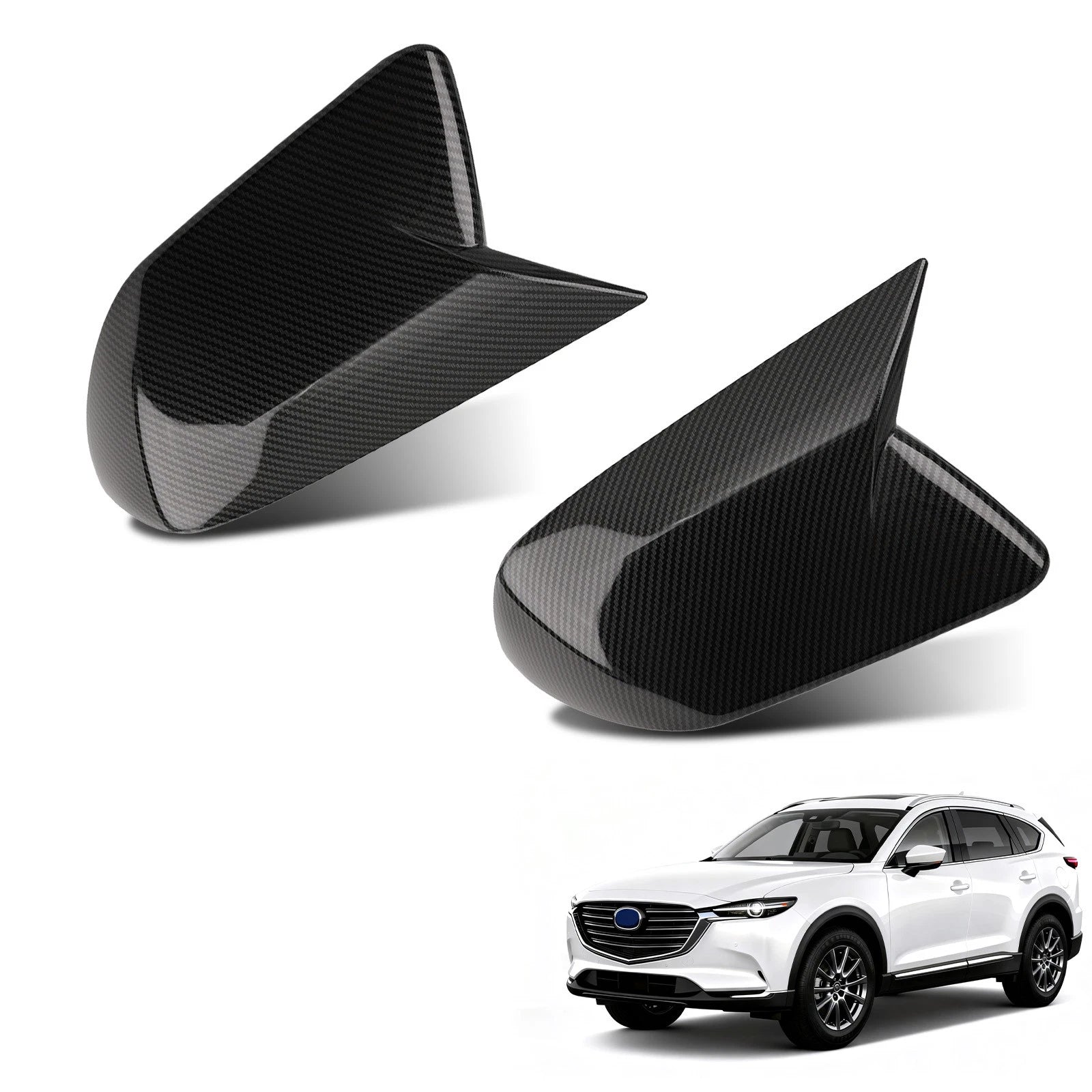 Mirror Cover Accent for Ford Mustang (2015–2022) Carbon Fiber Black ABS