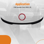 Rear Trunk Lip Spoiler Wing for Honda Civic Hatchback (2022–2025) ABS Plastic