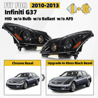 HID Headlight Pair for Infiniti G37 G25 Sedan (2010–2013) Black w/o AFS
