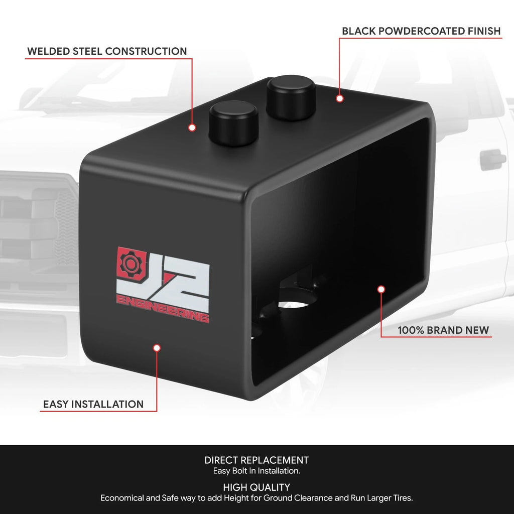 2PC Rear Lift Block Leveling Kits for Ford F150 (2004–2017) J2 3" Black Carbon Steel