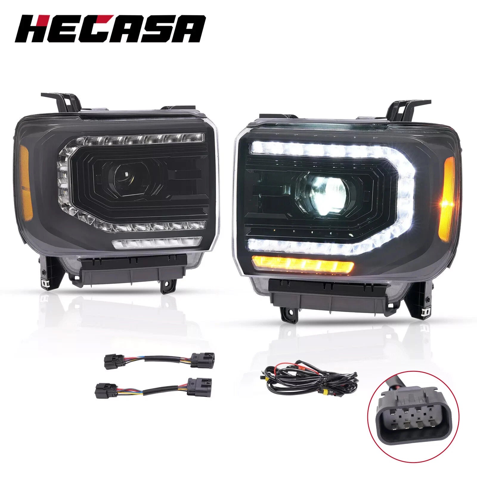 HECASA LED Headlights for GMC Sierra 1500 (2014–2018) / 2500HD 3500HD (2015–2019) #23130717
