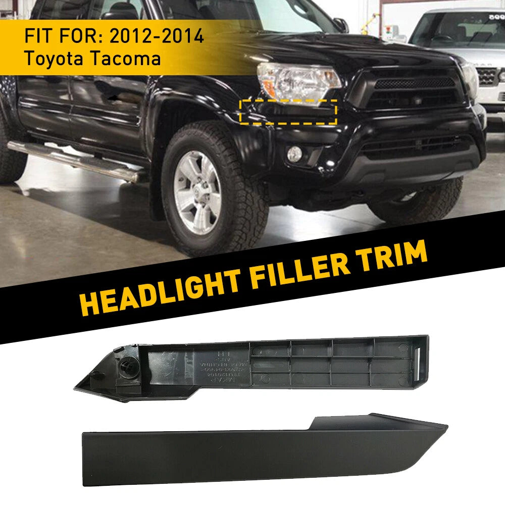 2X Headlight Filler Trim for Tacoma (2012–2014) Right & Left Pair Black